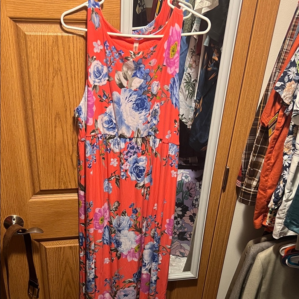 Emerald Red Floral Dress